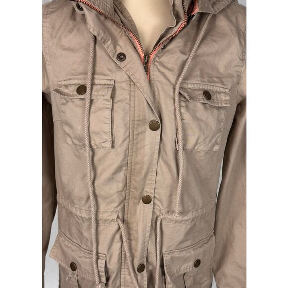 Market & Spruce Womens Small Hooded Barn Utility Jacket Beige Tan - Picture 2 of 8